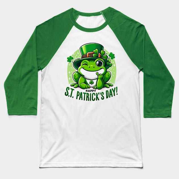 St Patricks Day Frog Face Saint Pattys Paddys Men Women Kids Baseball T-Shirt by click2print